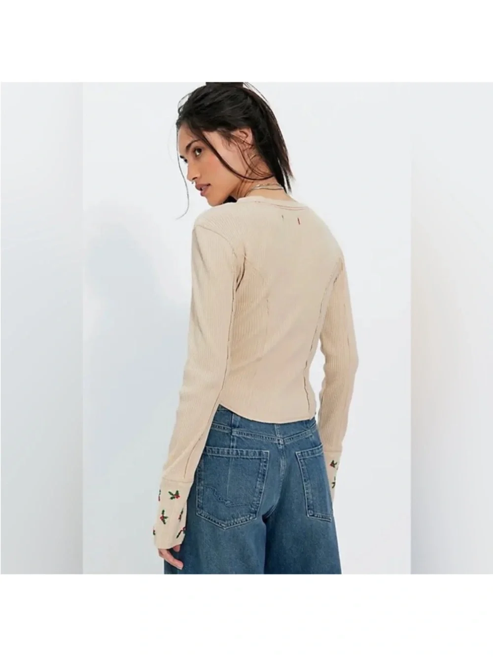 Free People Daria Cuff Cardi- Size Large